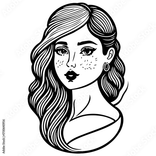 beautiful young woman history month day illustration sketch hand draw