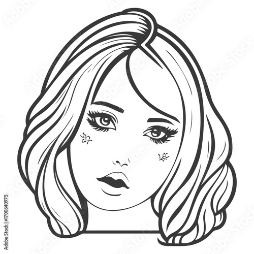 beauty girl illustration grey