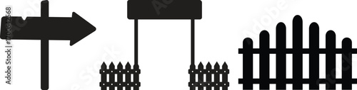 Wooden Fence Icon set. Classic Garden Fencing Symbol. Simple Wooden Fence cassic picket fence that embodies simplicity and security its clean lines and rustic charm.collection of Garden fence wooden.