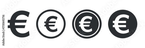Euro Symbol Icons Set Isolated on Transparent Background for Finance and Currency Design Elements Vector