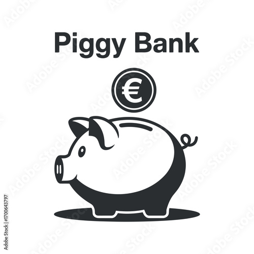Piggy Bank Euro Coin Vector Icon Savings Investment Concept Financial Growth Illustration Money Accumulation Design