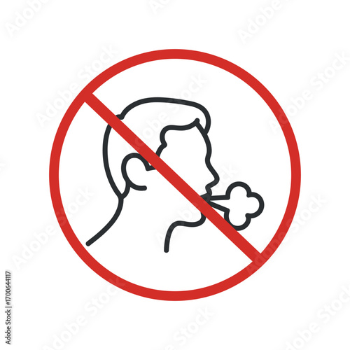 No Coughing Sign with Red Circle and Slash on Transparent Background for Health and Safety Regulations