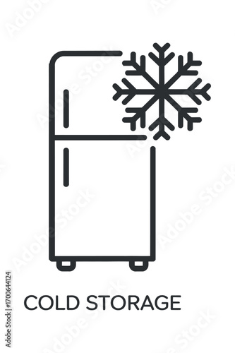 Cold Storage Icon with Refrigerator and Snowflake on Transparent Background for Food Preservation