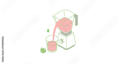 Delicious smoothie being poured from blender into a glass for a healthy breakfast treat