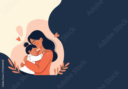 A tender embrace of motherly love and protection for her precious child