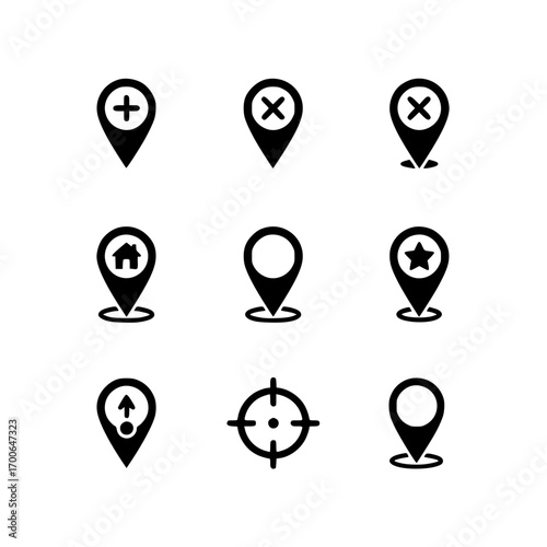 Navigation and Location Map Pin Icons Set