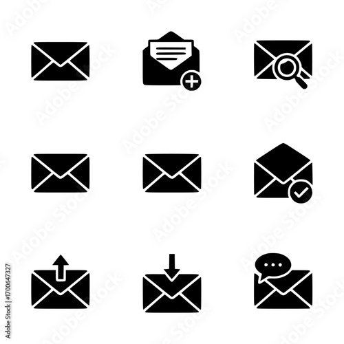 Set of mail and email communication icons