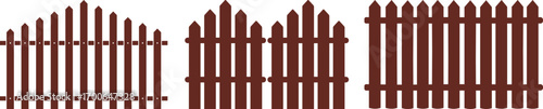 Wooden Fence Icon set. Classic Garden Fencing Symbol. Simple Wooden Fence cassic picket fence that embodies simplicity and security its clean lines and rustic charm.collection of Garden fence wooden.