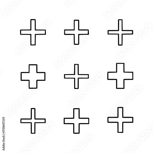 Black outline plus signs pattern on white background