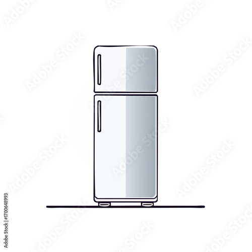 A refrigerator icon illustrating a home appliance with two separate compartments and handles. Clean lines and minimalist design