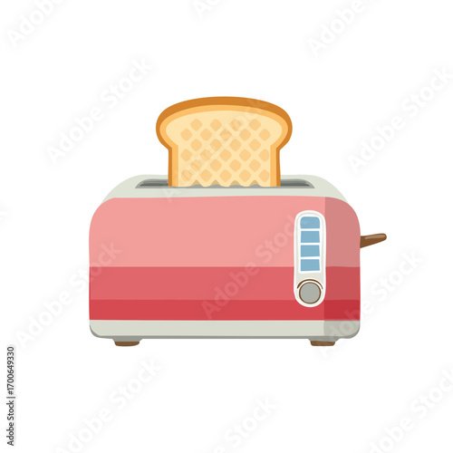 A simple yet elegant illustration of a toaster with a slice of toast popping up