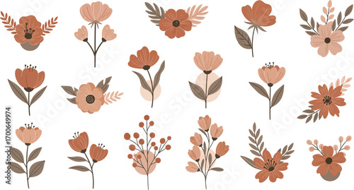 Boho dried floral elements boho wedding invitations crafting and design accents vector