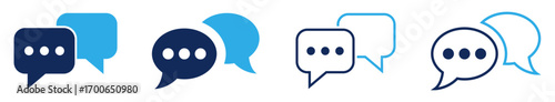 Collection of chat bubble icons showing message and conversation symbols in different styles. Flat and outline speech bubbles, modern communication and messaging design for digital use.
