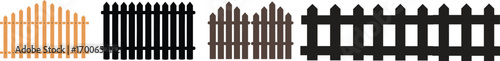 Wooden Fence Icon set. Classic Garden Fencing Symbol. Simple Wooden Fence cassic picket fence that embodies simplicity and security its clean lines and rustic charm.collection of Garden fence wooden.