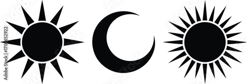 Celestial Harmony A Serene Trio of Sun Moon and Sun Manifesting Mystical Beauty and Evoking the Enigmatic Dance of the Cosmos