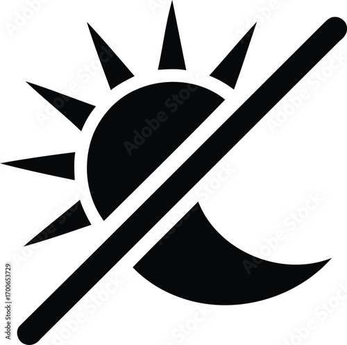 Symbolic Depiction of the Day and Night Cycle Transitioning, Signifying Absence or Prohibition of Both, Indicating an Ambiguous State or Limitation