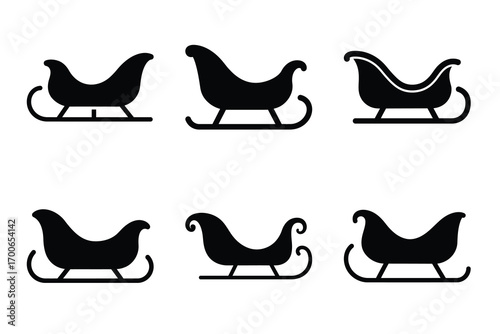 Sleigh vector icon black color and white background