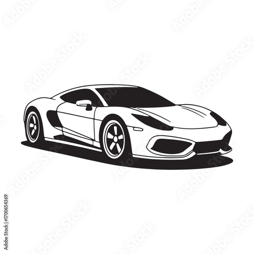 Dynamic sports car silhouette vector design. Modern automotive vehicle graphic icon isolated on white