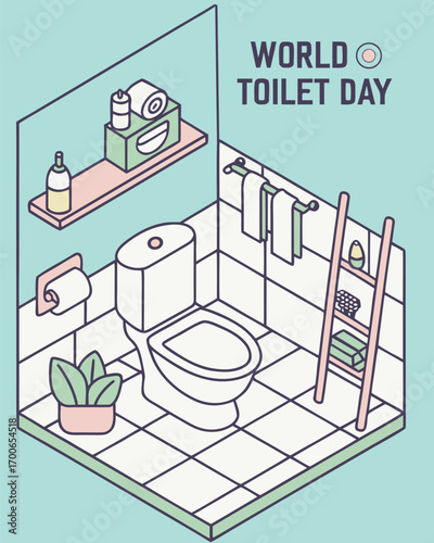 World Toilet Day Isometric Illustration