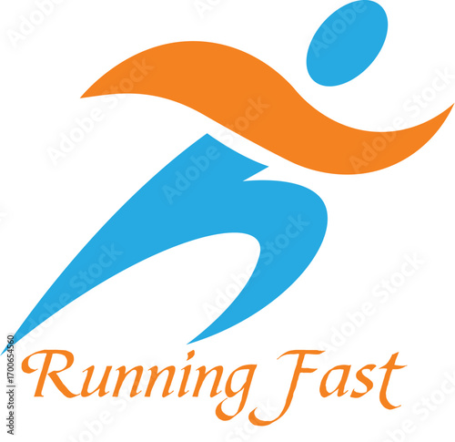 Abstract Running Athlete Vector Logo Design