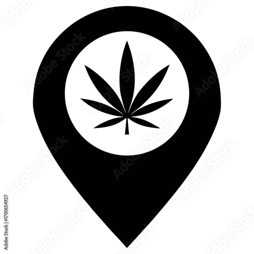 Marihuana leaf symbol, pointer marijuana or hemp icon, cannabis medical sign, weed drug vector illustration .