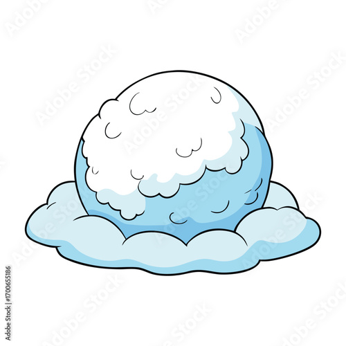 A playful snowball rests among soft snowdrifts, capturing the charm of winter’s frosty magic, where icy mounds and fluffy white layers create a serene seasonal scene.
