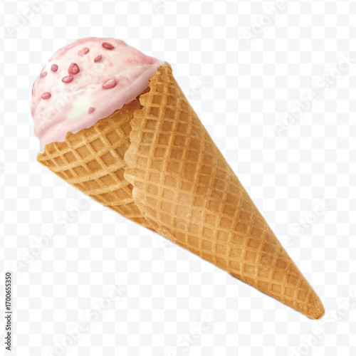 realistic 3d Ice cream cone in different style isolated on transparent background	