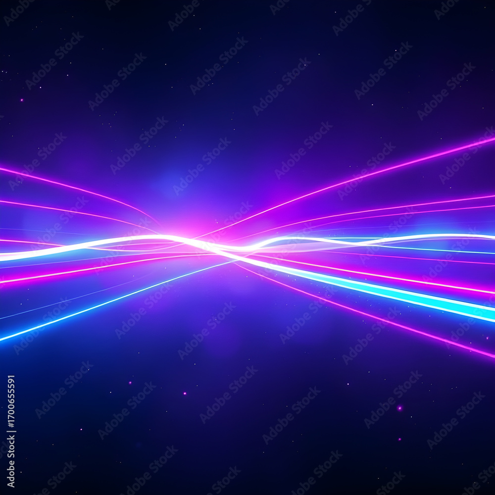 Obraz premium Futuristic Neon Light Trails Background–Abstract Digital Glow in Blue and Pink Colors