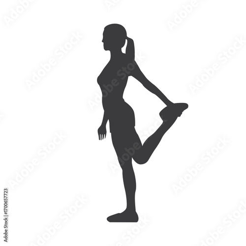 Silhouette Stretching: A graceful silhouette captures the essence of fitness and wellness as a person performs a leg stretch, promoting healthy habits and exercise.
