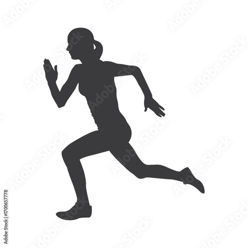 Silhouette of a Runner in Motion: Capturing the essence of human speed and athletic pursuit, this striking silhouette of a runner embodies the spirit of physical exertion, fitness and determination.