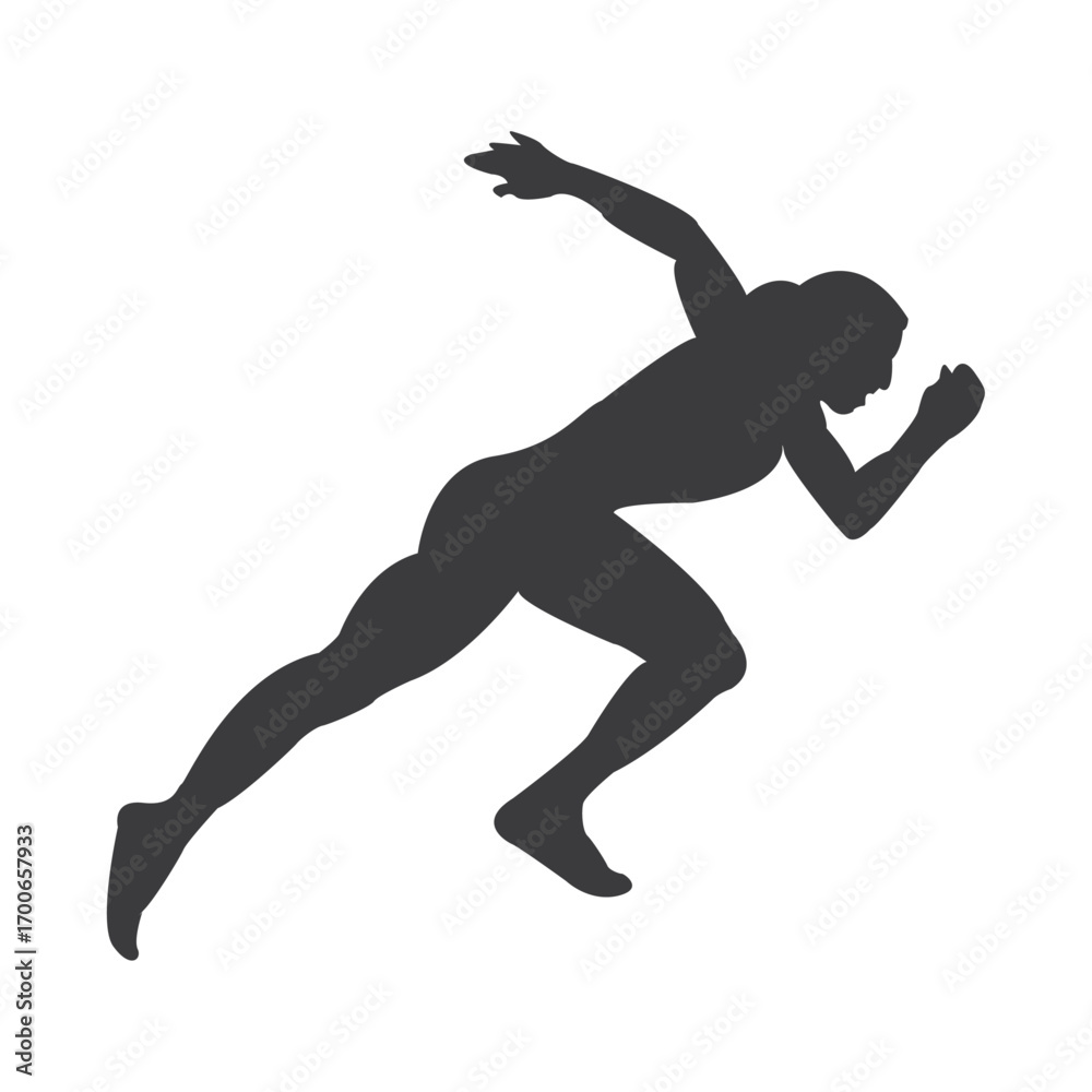 Fototapeta premium Silhouette of a Sprinter: A dynamic silhouette captures the powerful form of a sprinter mid-stride, embodying speed, strength, and the thrill of competition.