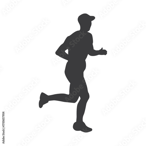 Silhouette Runner: A striking silhouette of a runner in motion, captured mid-stride against a soft, offering a sense of speed, athleticism, and the pursuit of personal fitness.