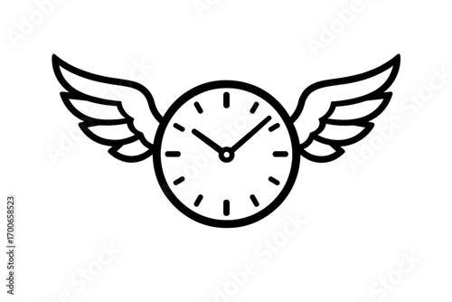 Vector Illustration of Flying Clock Icon