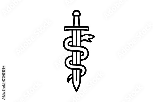 Vector Illustration of Sword and Snake Icon