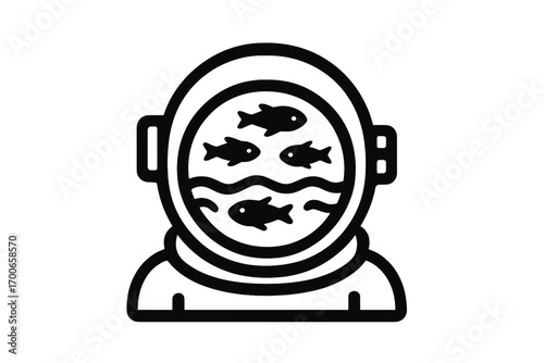 Vector Illustration of Aquatic Astronaut Helmet Icon