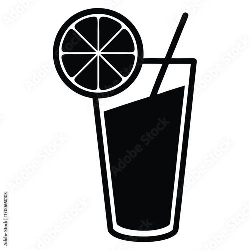 lemonade glass with lemon slice vector icon
