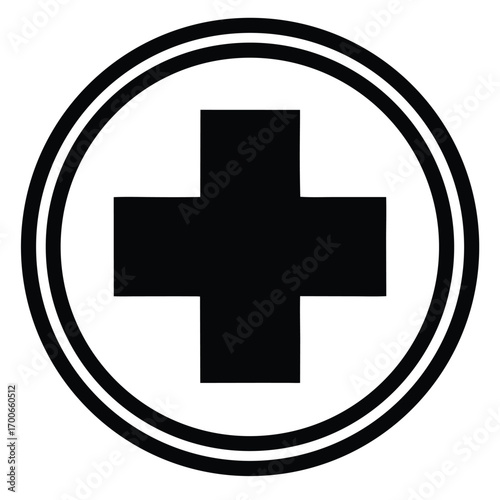 medical cross in circle vector icon