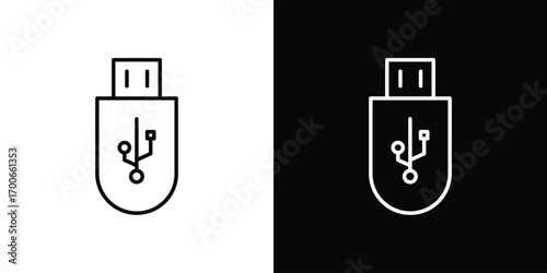 usb drive icon in line design. editable stroke icon.