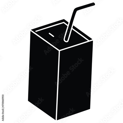 juice box with straw vector icon