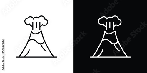 Volcano icon in line design. editable stroke icon.