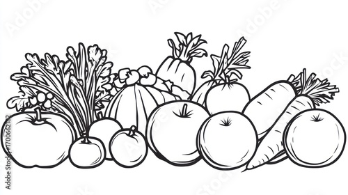 Fresh fruits and vegetables illustration