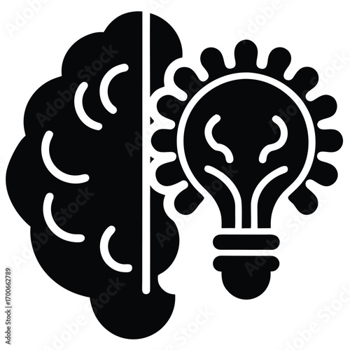 brain   light bulb  idea generation  vector icon