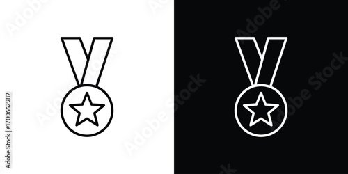 Sports medal icon in line design. editable stroke icon.