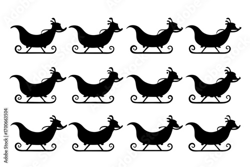 Festive christmas pattern featuring reindeer silhouettes pulling santa's sleigh across a white background creating a joyful holiday spirit and anticipation for the season