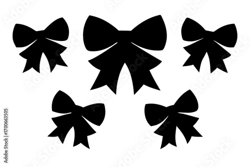 Elegant black bow pattern on a white background perfect for gift wrapping and festive designs adding a touch of sophistication and charm to any creative project or celebration