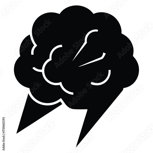 brain with lightning bolt  quick thinking  vector
