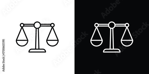 Scales of justice icon in line design. editable stroke icon.