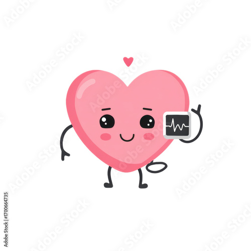 A cartoon heart holding a cell phone