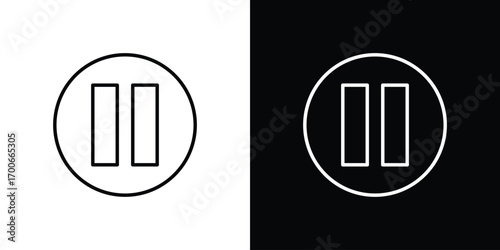 Pause button icon in line design. editable stroke icon.