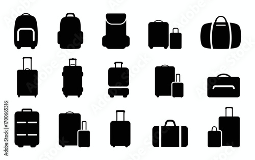 Vector art of luggage and bags silhouette collection